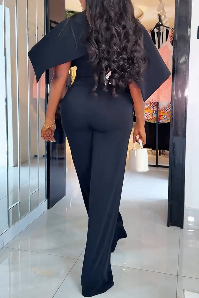 Casual Daily Solid Color Basic V Neck Regular Jumpsuits