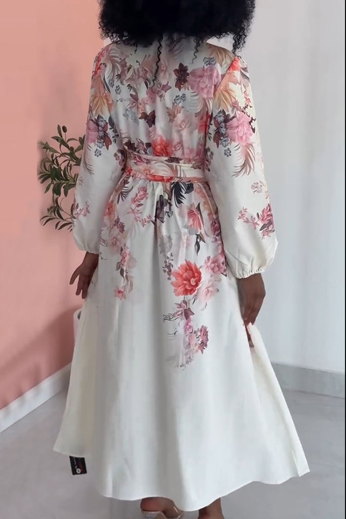 Casual Daily Floral Print Patchwork V Neck A Line Dresses