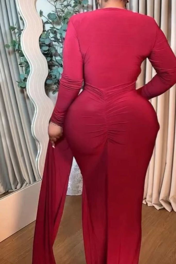 Elegant Solid Color Slit Oblique Collar Long Dresses