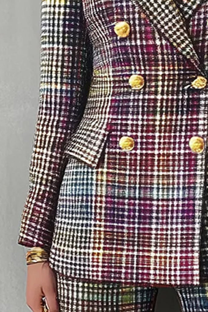 Business Wear Daily Patchwork Buttons Turn-back Collar Long Sleeve Two Pieces