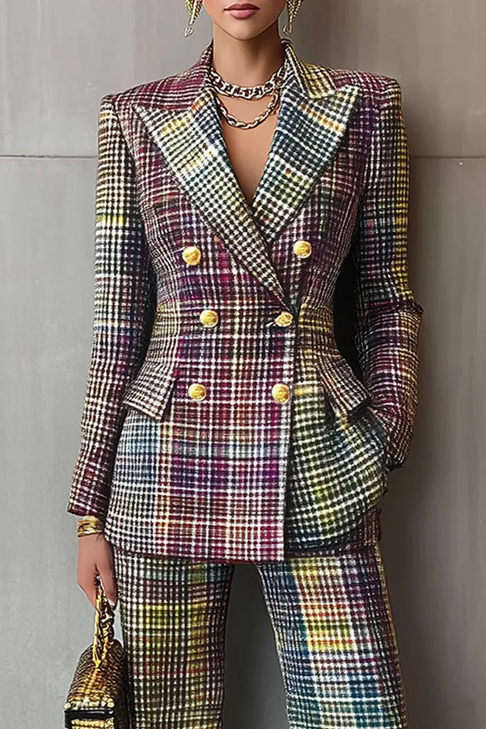 Business Wear Daily Patchwork Buttons Turn-back Collar Long Sleeve Two Pieces
