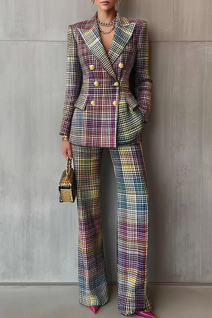Business Wear Daily Patchwork Buttons Turn-back Collar Long Sleeve Two Pieces