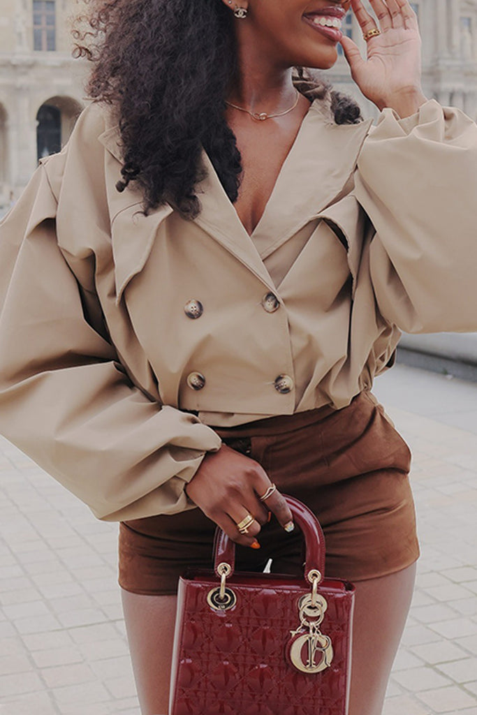 Casual Daily Solid Color Buttons Turndown Collar Outerwear