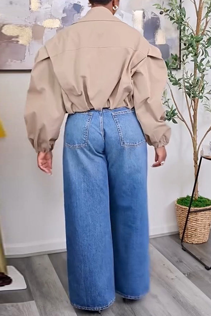 Casual Daily Solid Color Buttons Turndown Collar Outerwear