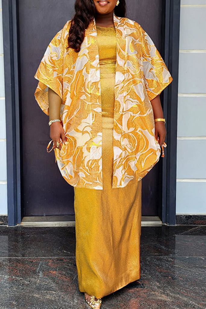 Casual Print Draw String Cardigan Collar Plus Size Two Pieces