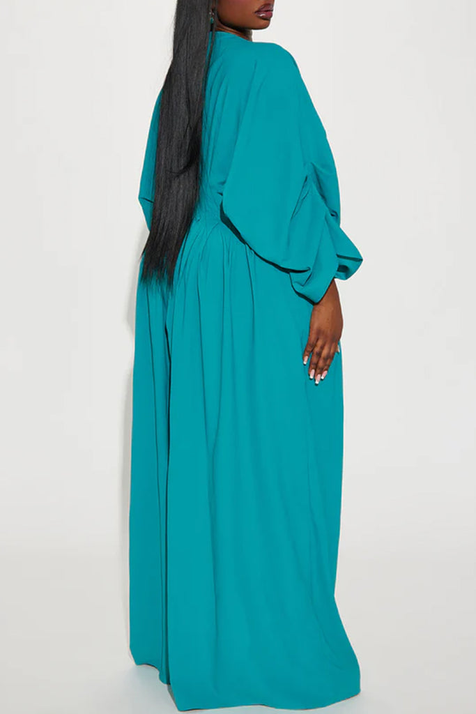 Casual Daily Solid Color Ruched V Neck Regular Jumpsuits