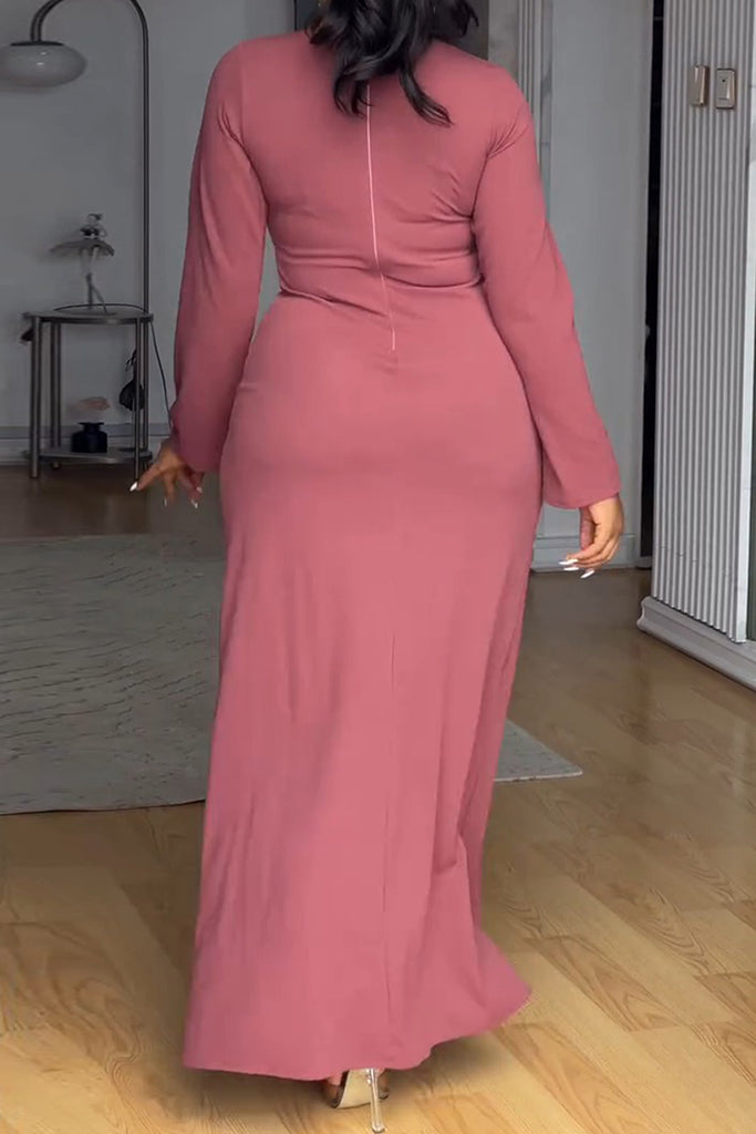 Casual Daily Elegant Solid Color Basic O Neck Long Dresses