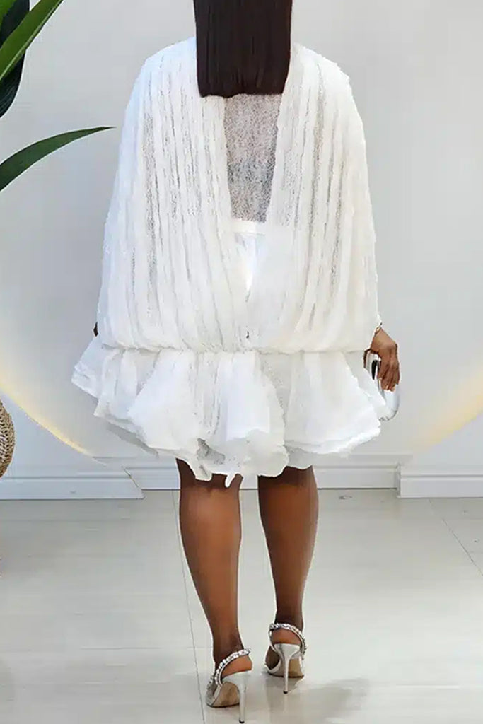 Sexy Party Solid Color Patchwork See-Through Half A Turtleneck Long Sleeve Two Pieces