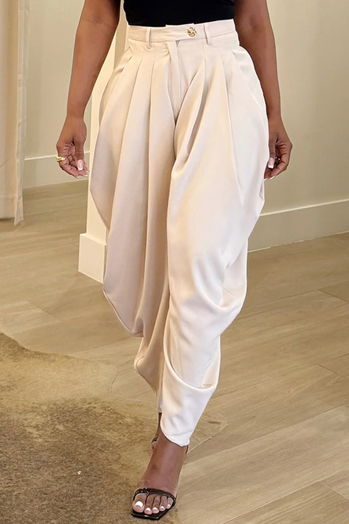 Casual Daily Solid Color Ruched Regular High Waist Conventional Solid Color Bottoms