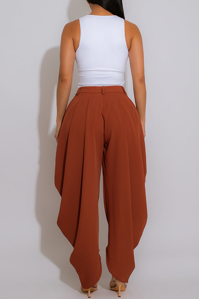 Casual Daily Solid Color Ruched Regular High Waist Conventional Solid Color Bottoms