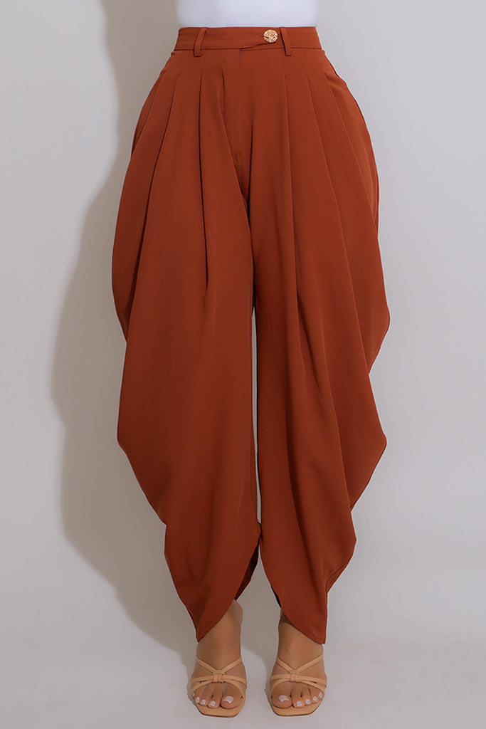 Casual Daily Solid Color Ruched Regular High Waist Conventional Solid Color Bottoms