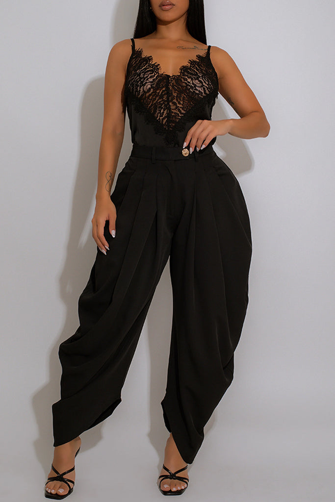 Casual Daily Solid Color Ruched Regular High Waist Conventional Solid Color Bottoms