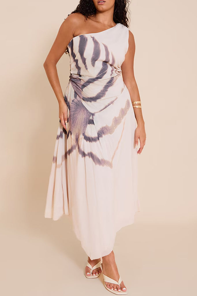 Casual Daily Print Backless Oblique Collar Sleeveless Dresses