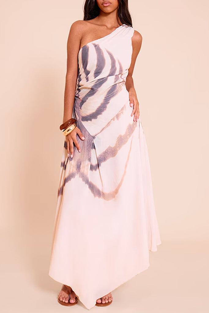 Casual Daily Print Backless Oblique Collar Sleeveless Dresses