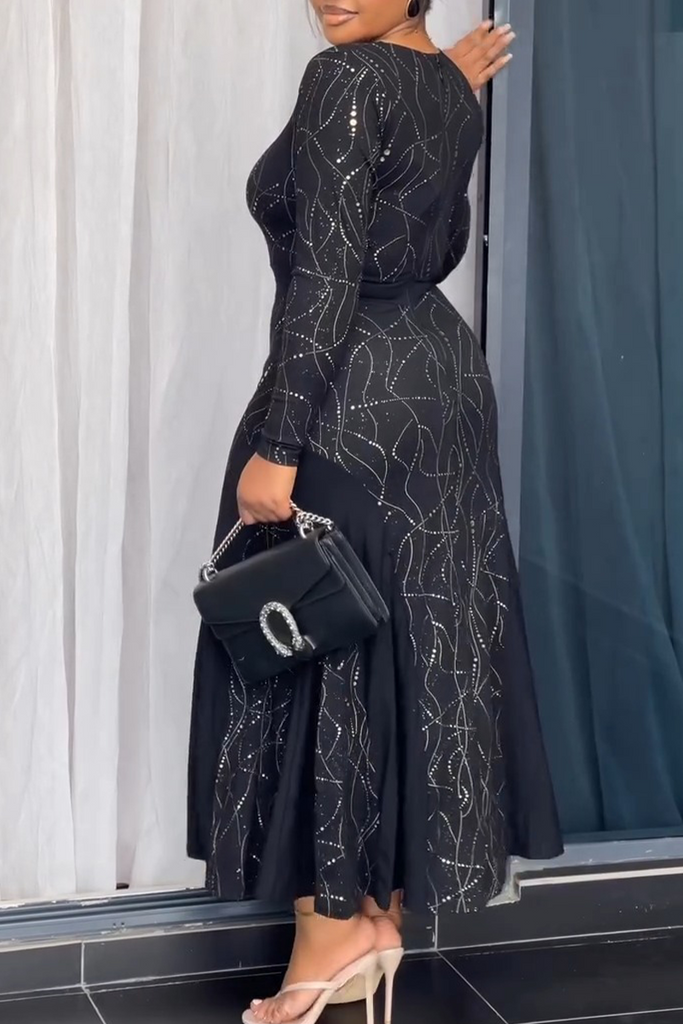 Casual Daily Print Patchwork O Neck Long Sleeve Dresses