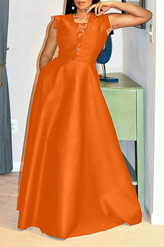 Elegant Deep V Neck Sleeveless Maxi Dress