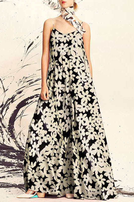 Casual Sleeveless Floral Printed Maxi Dress