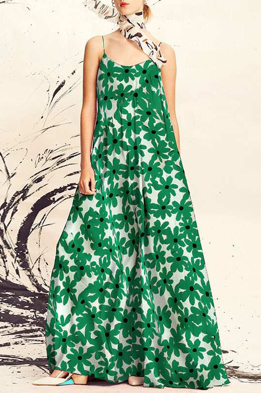 Casual Sleeveless Floral Printed Maxi Dress