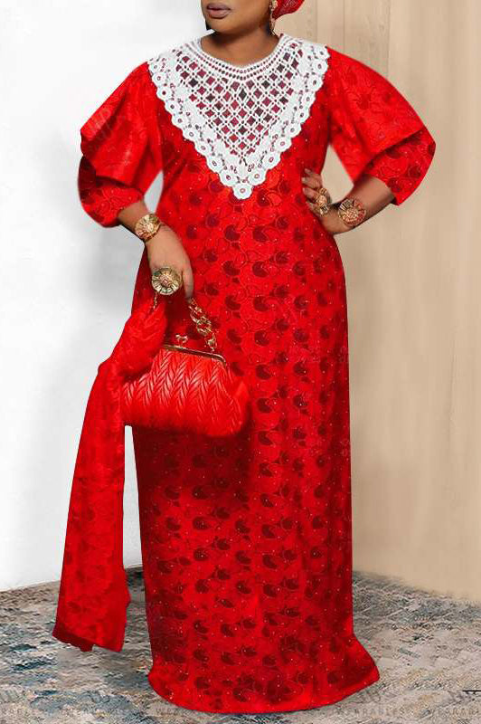 Vintage Printed Ruffled Maxi Dress