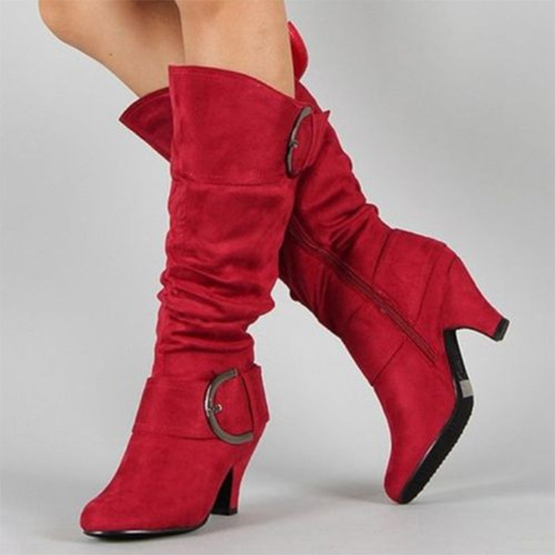 Fashion Casual Solid Color Pointed Keep Warm High Boots