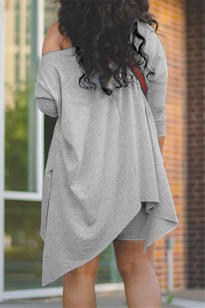 Casual Solid Asymmetrical One Shoulder Plus Size