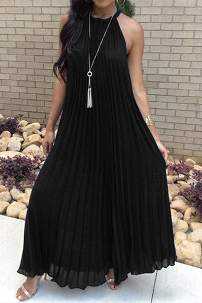 Fashion Sexy Sleeveless Loose Pleated Dress