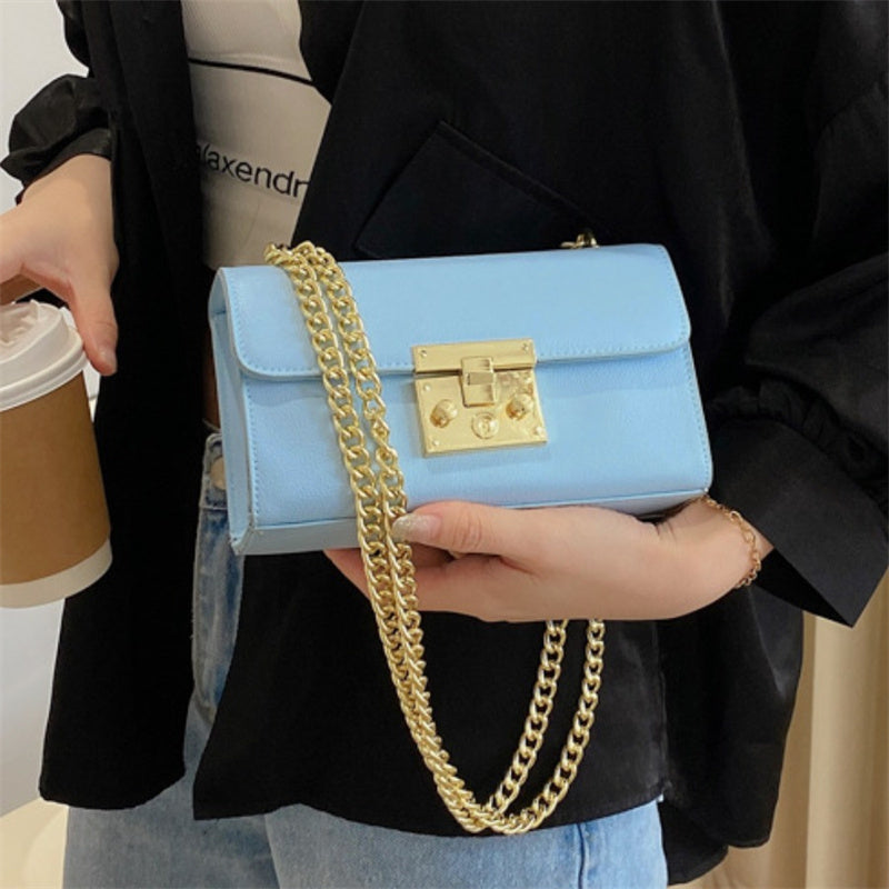 Fashion Casual Solid Patchwork Chains Shoulder Bag