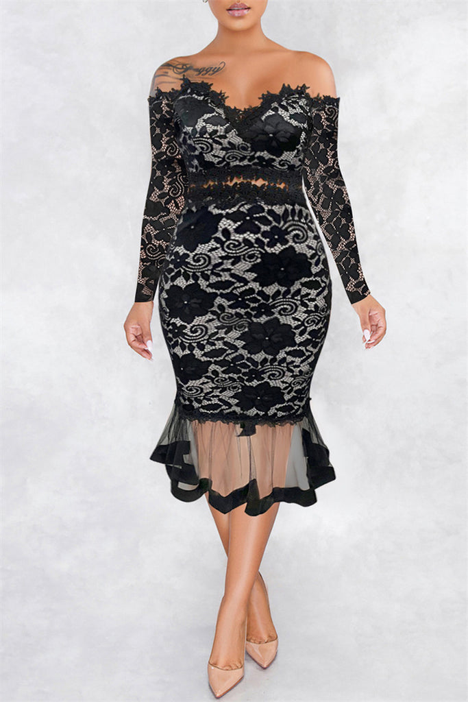 Fashion Casual Solid Basic Turtleneck Long Sleeve Evening Dress – Clocolors