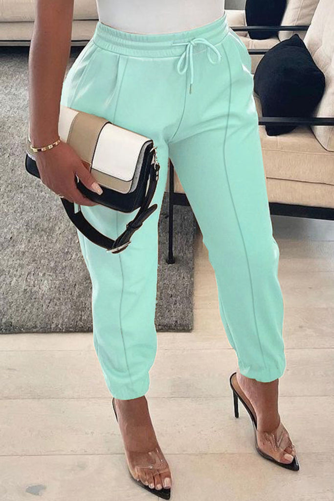 Casual Solid Patchwork Fold Regular High Waist Pencil Solid Color Bottoms