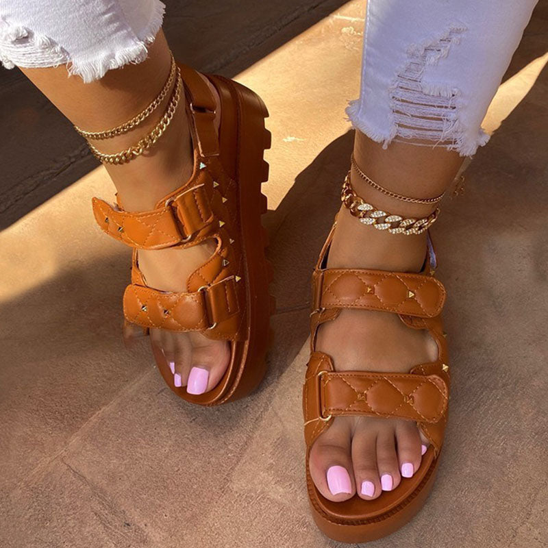 Fashion Casual Patchwork Opend Comfortable Out Door Wedges Shoes