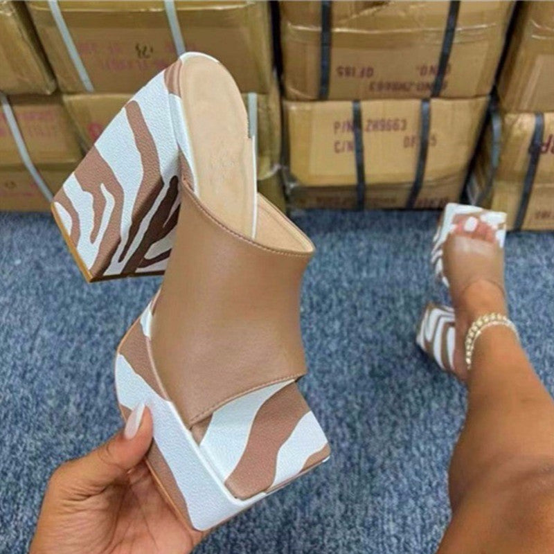Casual Patchwork Square Wedges Shoes
