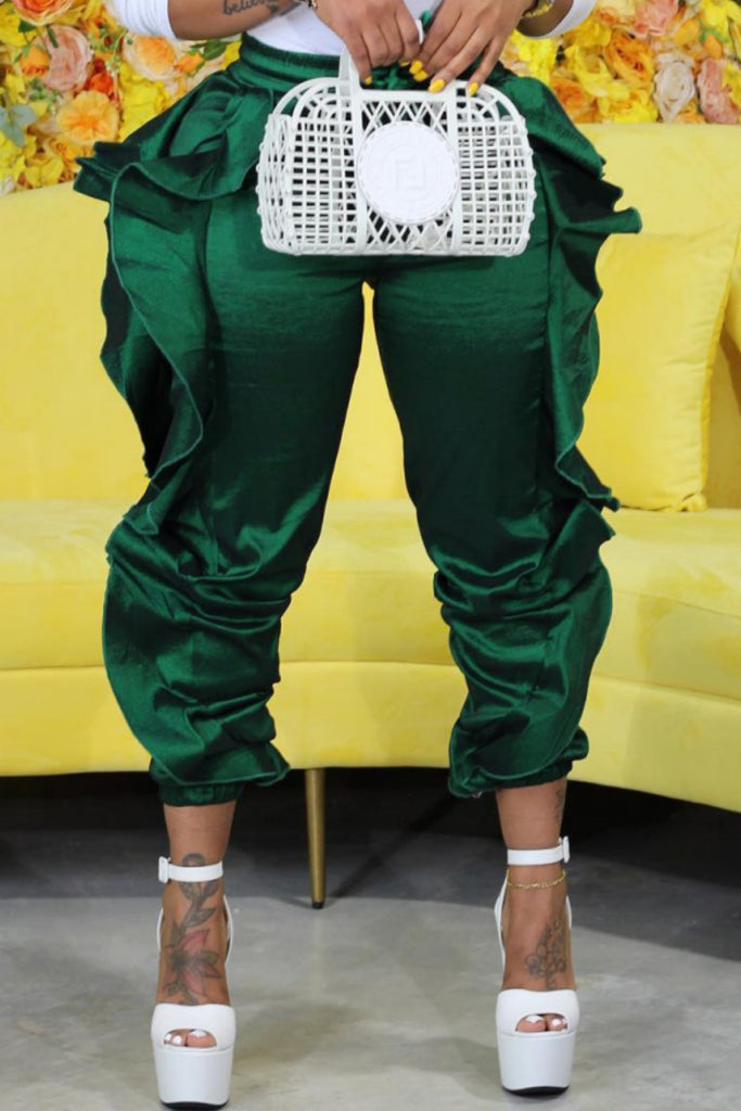 Casual Solid Patchwork Regular High Waist Conventional Patchwork Trousers