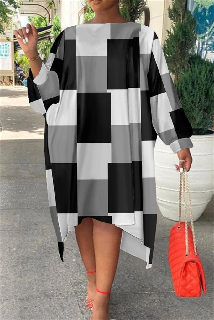 Daily Fashion Striped Print Long Sleeve Plus Size Dresses