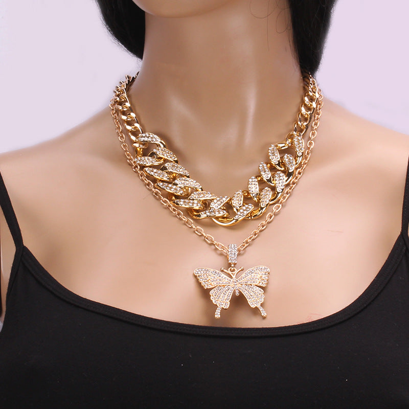 Cuba Chain Large Butterfly Necklace