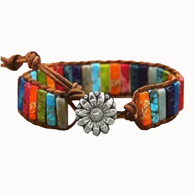 Sunflower Colorful Stone Beaded Wrap Bracelet