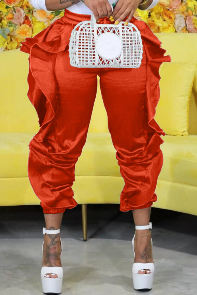 Casual Solid Patchwork Regular High Waist Conventional Patchwork Trousers