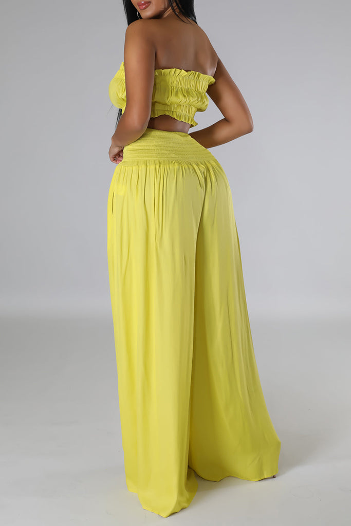Casual Elegant Vacation Solid Fold Strapless Sleeveless Two Pieces