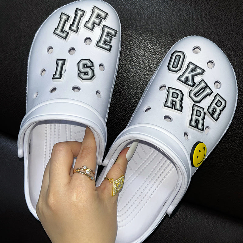 Casual Living Hollowed Out Letter Round Comfortable Shoes