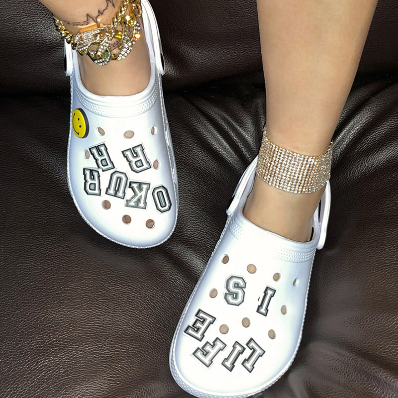 Casual Living Hollowed Out Letter Round Comfortable Shoes