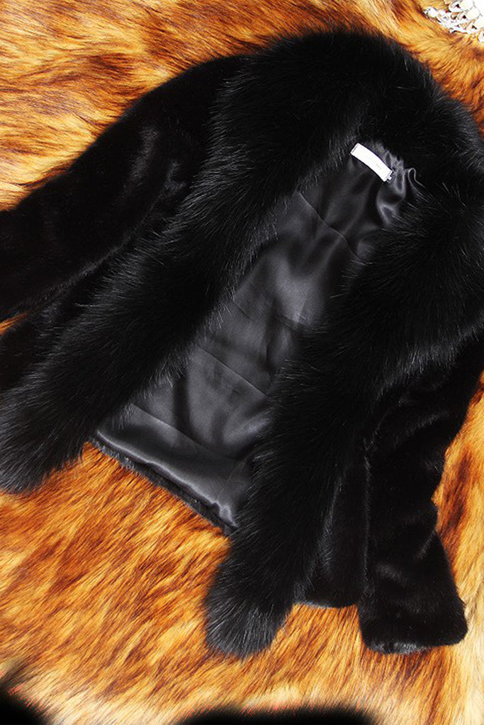 Fashion Slim Faux Fur Collar Solid Coat