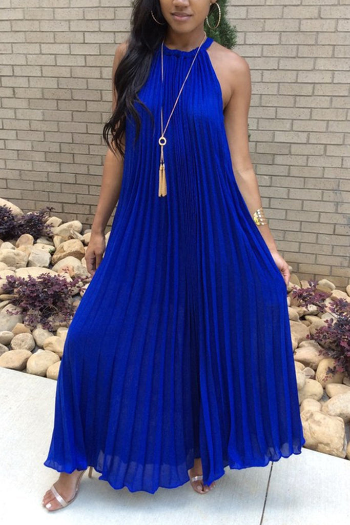 Fashion Sexy Sleeveless Loose Pleated Dress