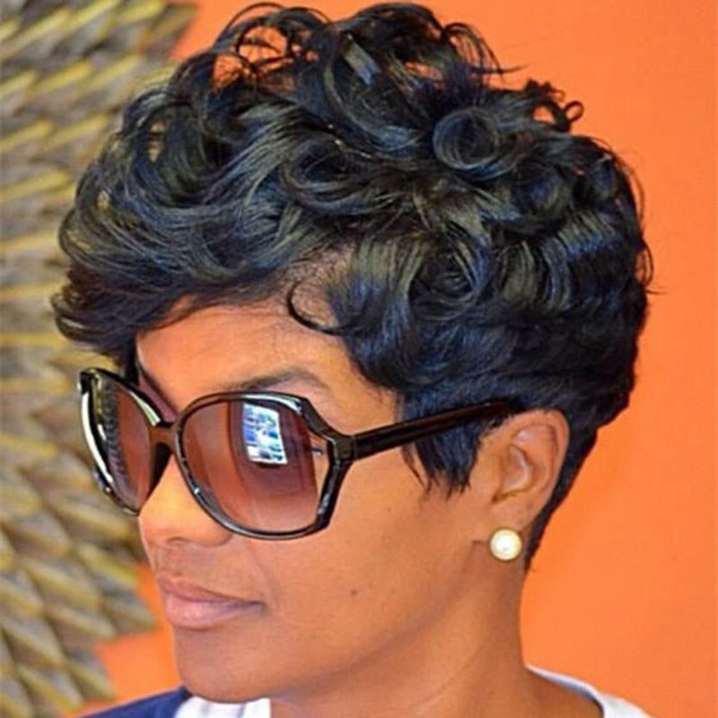 Fashion Oblique Bangs Short Curly Wig