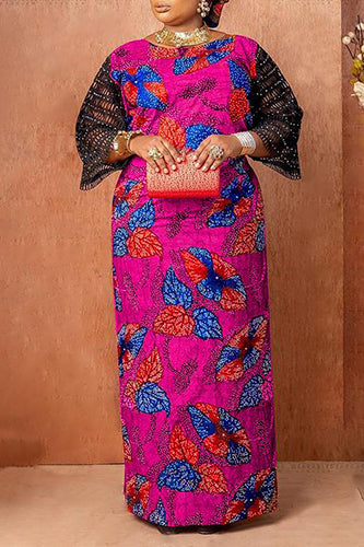 Vintage Fashion Crochet Patchwork Party Maxi Dress