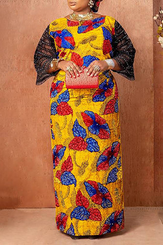 Vintage Fashion Crochet Patchwork Party Maxi Dress