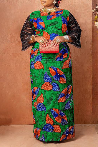 Vintage Fashion Crochet Patchwork Party Maxi Dress