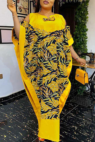 Elegant Sexy Cold Shoulder Satin Printed Dresses