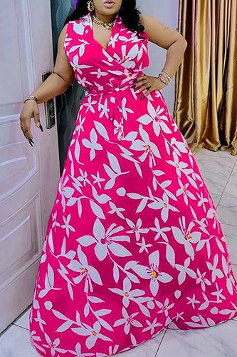 Vintage Floral Printed Sleeveless Maxi Dress