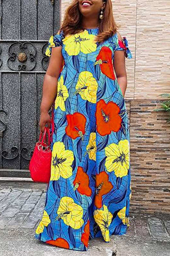 Vintage Floral Print Maxi Dresses