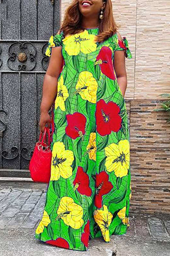 Vintage Floral Print Maxi Dresses