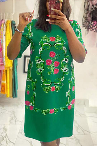 Casual Short Sleeve Floral Print Short Dress